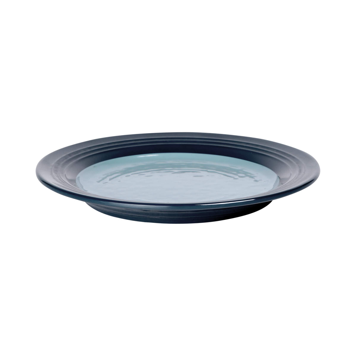 Round Two-Tone Plate by Elite Global Solutions – 9" dia., Melamine, Abyss Gloss Inside/Lapis Matte Outside, Pack of 6, Model D897GM-ABY/LAP