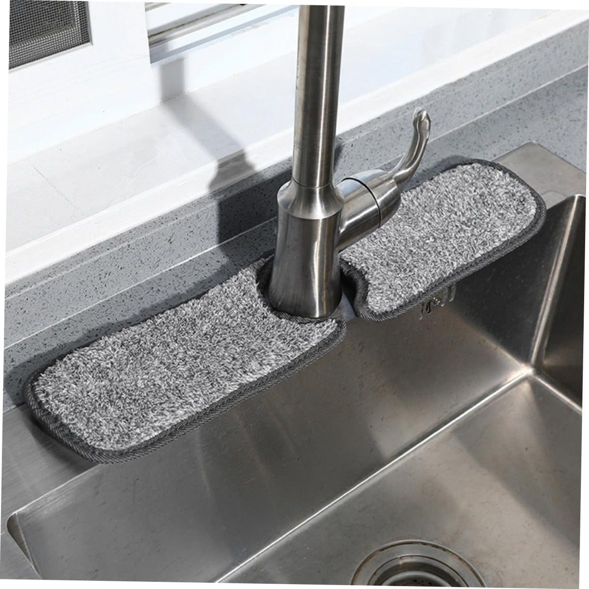 Faucet Absorbent Mat for Kitchen Sink Splash Guard with Coral Fleece by STOBAZA – 18.1" x 3.9", Fiber, coral fleece, Assorted Color, Model 30A007VLWD02L