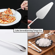 IAXSEE Serving Utensils Set, Stainless Steel, 11 Piece, Silver