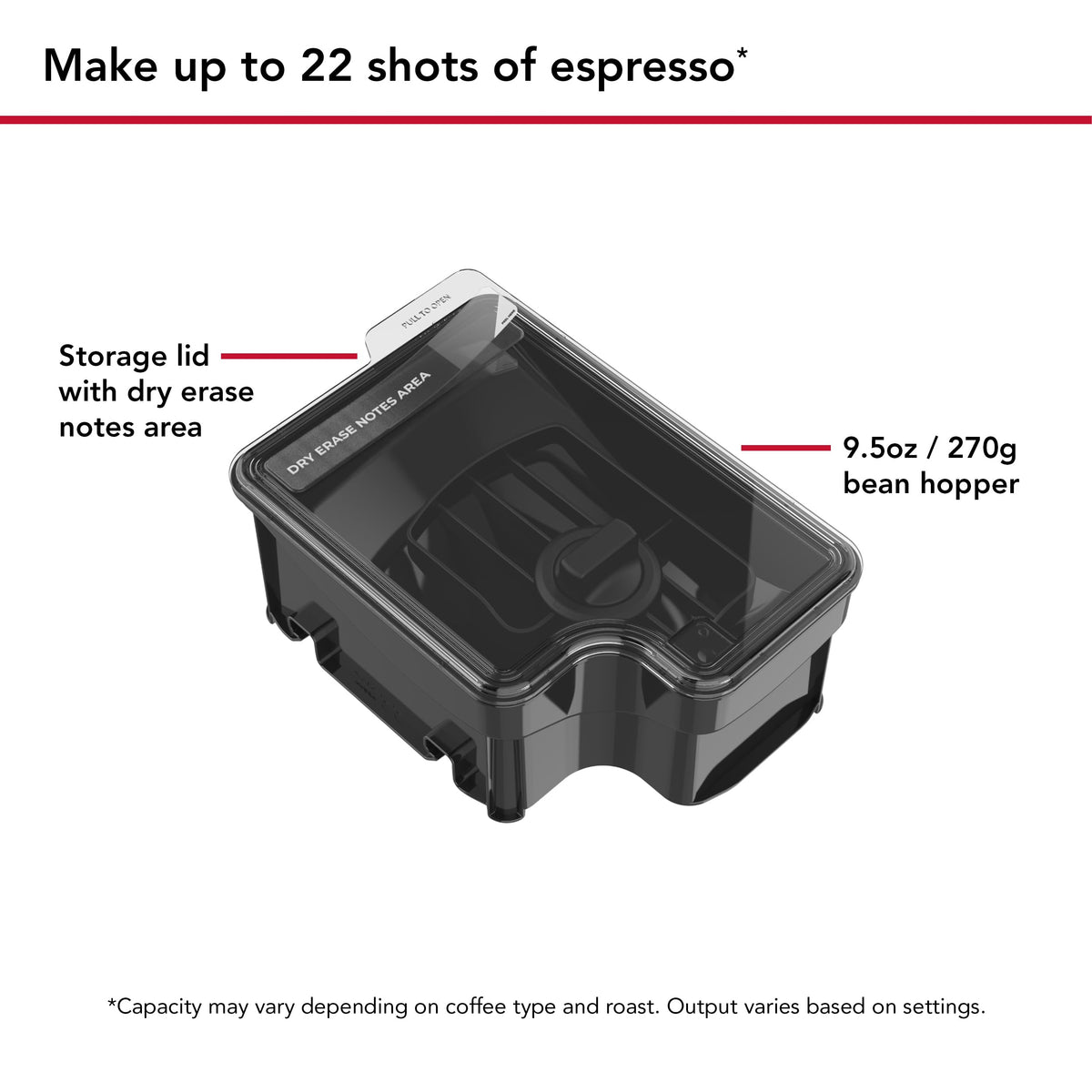 Removable Bean Hopper for select KitchenAid Espressos Machines – 9.5 oz, Plastic, Black, Pack of 2, Model KESRBHF