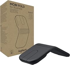 Logitech Mobi Fold for Business Foldable Wireless Mouse - Graphite | Touch scroll, quiet clicks, 4K DPI, Logi Bolt receiver, Bluetooth, Fast Pair, works with Chromebook, PC, Mac