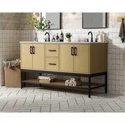Elegant Kitchen and Bath 60" Double Bathroom Vanity in Honey Brown by Elegant Lighting – 60" W x 22" H x 18" D, Wood, Honey Brown, Model VF60760DMHB
