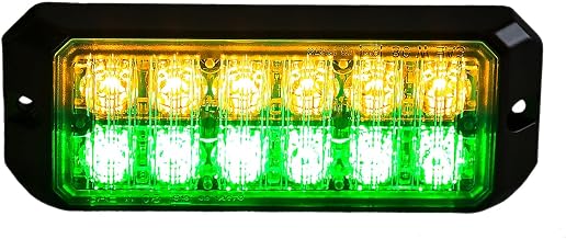 Buyers Products 8891709 5" Dual Row Surface Mount Strobe Light, Green/Amber, IP67 Rated, CA13 Certified, Emergency Lights for Vehicles, Warning Lights for Trucks, Trailers, Busses, Tractors