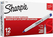 Sharpie Permanent Markers, Ultra-Fine Point, Blue, 12 Count - Home, School, Office Supplies