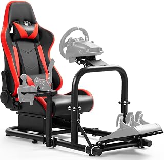 Marada Racing Cockpit with Racing Seat Super Stable Adjustable Fit for Logitech G25 G923 G29 G920, for Thrustmaster, for Fanatec CSL-DD, wheel; Wheel, Shifters and Pedals Not Include