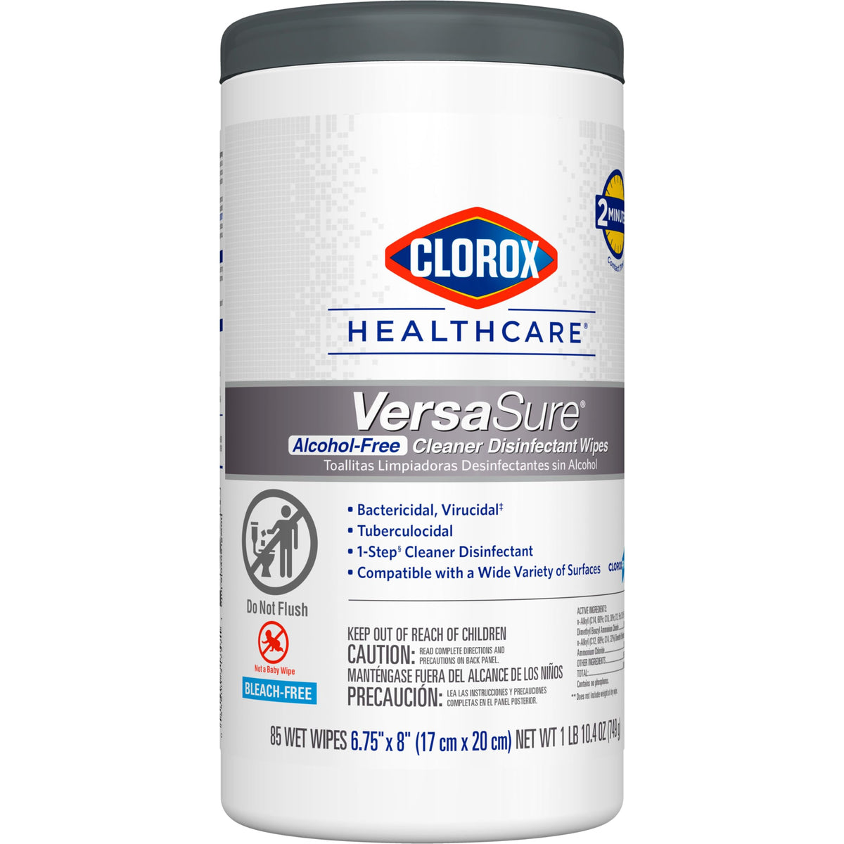 Healthcare VersaSure Cleaner Disinfectant Wipes by Clorox – 85 Count (Pack of 1), Bamboo, Gray, Model 31757