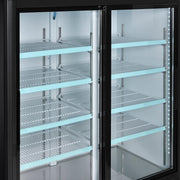 Merchandiser Display Refrigerator by Nexel – 31.9"L x 53.1"W x 84.4"H, 45.0 cubic_feet, Coated Steel, Black, Model G1.2YBM2F-HC (Sliding Door)