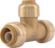SharkBite 1/2 Inch x 1/2 Inch x 3/8 Inch (1/2 Inch OD) Reducing Tee, Push To Connect Brass Plumbing Fitting, PEX Pipe, Copper, CPVC, PE-RT, HDPE, U363LFA