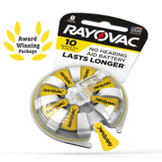 Size 10 Hearing Aid Batteries (24 Pack) by Rayovac – 24 Count, Yellow Tab, Model BD15106