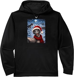 Xmas Dinosaurs Moon Night Starry Themed Emu Bird Christmas Performance Hoodie