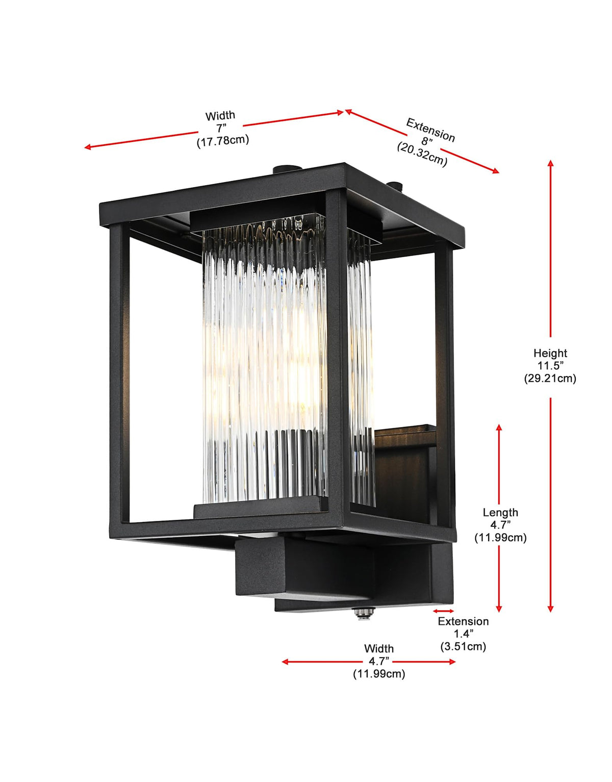 Dover One Light Outdoor Wall Sconce Black by Lighting Design – Iron, Black, Model OD302W12BK