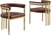 TM THE BEST CHOICE FOR YOUR HOME Modern Leath-Aire Upholstered Dining Chairs Set of 2 – Curved Back Accent Chairs with Matte Brushed Chrome Gold Frame