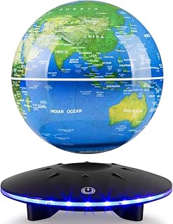 Yegvea Magnetic Levitation Globe, Levitating Globe Lamp World Map Floating & Spinning in the Air for Educational Piece for Kids (blue, 6 inch)