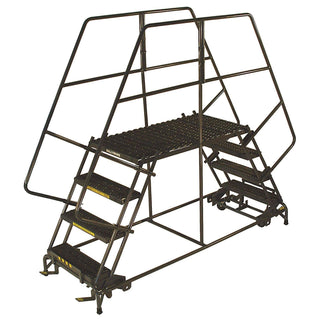 6 Step Heavy Duty Steel Double Entry Work Platform 24" W Steps by Ballymore – 110"L x 33"W x 60"H, Alloy Steel, Gray, Model DEP6-2448