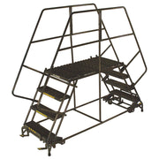 6 Step Heavy Duty Steel Double Entry Work Platform 36" W Steps by Ballymore – 110"L x 41"W x 60"H, Alloy Steel, Gray, Model DEP6-3648
