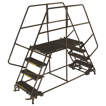 6 Step Heavy Duty Steel Double Entry Work Platform 36" W Steps by Ballymore – 110"L x 41"W x 60"H, Alloy Steel, Gray, Model DEP6-3648