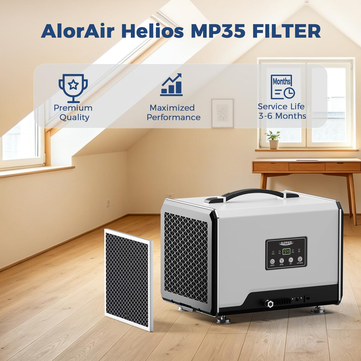 Replacement Filter for Helios MP35 Crawl Space Dehumidifier by ALORAIR – Polyethylene (PE), Model Helios MP35 Filter 1 Pack