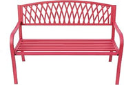 HI-LINE Passionate Red Reverie- Steel and Cast Iron Garden Bench