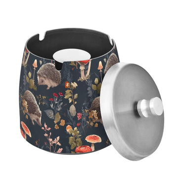 Hedgehog Mushroom Pattern Splash Ashtray with Lid by ALAZA – Stainless Steel, C3763, Model g541058216p1082c1149s2657