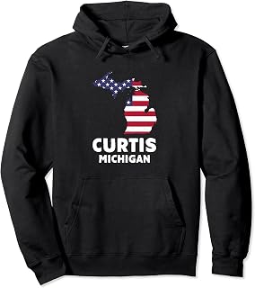 Distressed Patriotic USA Flag Curtis, Michigan Pullover Hoodie