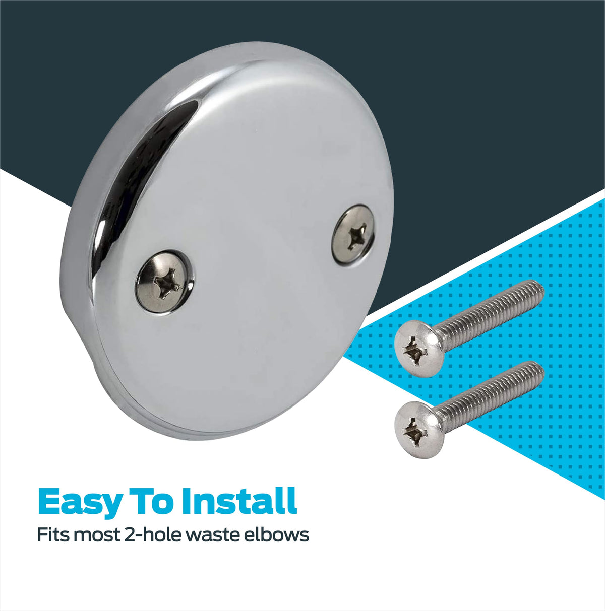 2-Hole Bathtub Overflow Face Plate with Screws by EZ-FLO – 3-1/8 in., Zinc, Chrome, Model 35245