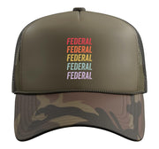 Federal Trucker Hat with Adjustable Mesh Back by Federal Apparel – Polyester, Camo Green
