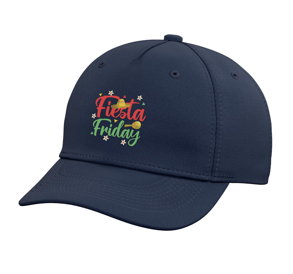 Fiesta Friday Adjustable Printed Baseball Hat by Great Fiesta Friday Apparel – Cotton, Navy Blue