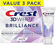 Crest 3D White Brilliance Bright Mint Teeth Whitening Toothpaste, 4.3 oz Pack of 3, 100% More Surface Stain Removal, 24 Hour Active Stain Prevention, Whiter Teeth in 3 Days