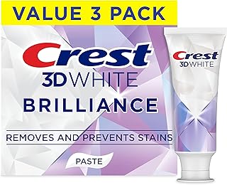 Crest 3D White Brilliance Bright Mint Teeth Whitening Toothpaste, 4.3 oz Pack of 3, 100% More Surface Stain Removal, 24 Hour Active Stain Prevention, Whiter Teeth in 3 Days