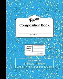 Pacon Composition Notebook, 9.75" x 7.5", Manuscript Ruled, 24 Sheets, Blue Marble, Each (PACMMK37138)