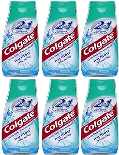 Colgate 2 in 1 Toothpaste Mouthwash Whitening 4.6 Tubes, Icy Blast, 27.6 Oz, Pack of 6