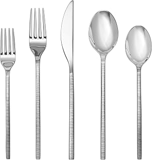 Fortessa Shoji 18/10 Stainless Steel, 20 Piece Flatware Set (Service for 4), Silver
