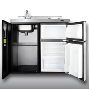 Summit 39" Wide All-in-One Kitchenette by Summit Appliance – Large, 3.2 cubic_feet, Glass, Black / Gray, Model C39ELGLASSBK