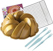 Nordic Ware Braided Bundt Cake Pan - Finishing Tool & Cooling Rack Set