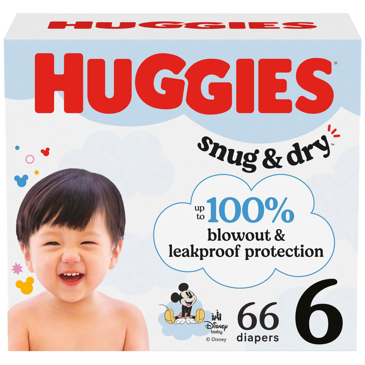 SNUG&Dry GIGA Diaper SZ6 by HUGGIES – One Size, Pulp, White, Pack of 66