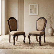 Fabric-Upholstered Rubber Wood Side Chair by Furnifact – Wood, Fabric & Espresso, Pack of 2