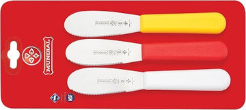 Mundial 3 Pack Serrated Edge Sandwich Spreader, 3.5 Inch, Brazilian High Carbon Stainless Steel, Ergonomic Polypropylene Handle for Pasting & Frosting