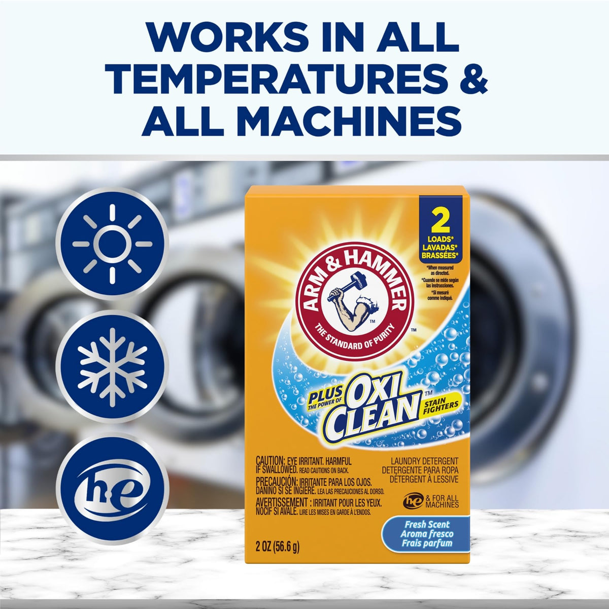 plus OxiClean Powder Laundry Detergent Professional by ARM & HAMMER – 2 Ounce (Pack of 156), Pack of 156, Model 57037-60000