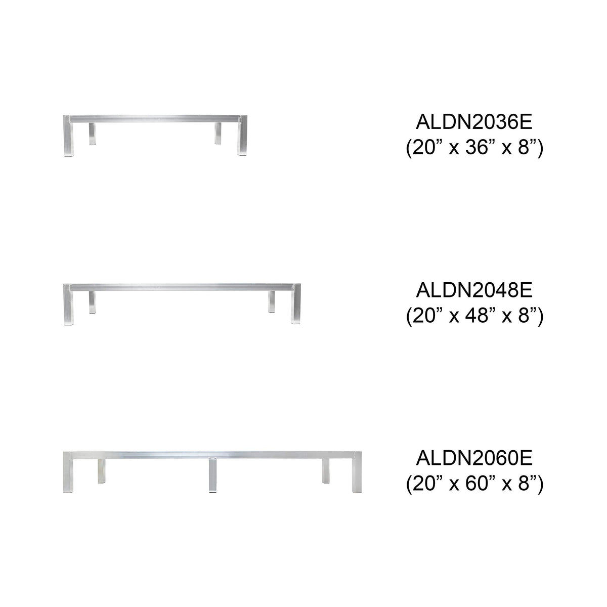 Aluminum dunnage rack by Thunder Group – 20" X 60" X 8", 1800 lbs Capacity, Aluminum, Silver, Model ALDN2060E