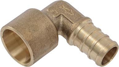 SharkBite 1/2 Inch Barb x 1/2 Inch Female Solder Crimp 90 Degree Elbow, Brass Plumbing Fitting, PEX Pipe, PE-RT, UC620LFA