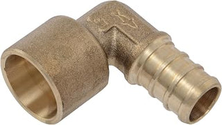 SharkBite 1/2 Inch Barb x 1/2 Inch Female Solder Crimp 90 Degree Elbow, Brass Plumbing Fitting, PEX Pipe, PE-RT, UC620LFA