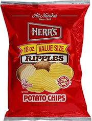 HERR'S Ripples Potato Chips 18 oz Bags - Pack of 6