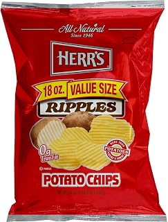 HERR'S Ripples Potato Chips 18 oz Bags - Pack of 6