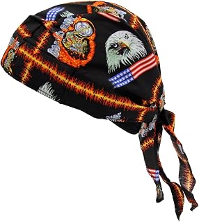 OccuNomix One Size Fits All Motorcycle Tuff Nougies Deluxe Tie Hat (Doo Rag) With Elastic Rear Band