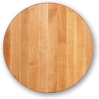 John Boos R-Board Series Round Wooden Maple Cutting Board 18”x18” – 1.5” Thick, 14-lb Reversible Butcher Block with Edge-Grain – Made in the USA