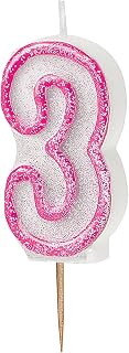 Unique Party 37913 - Glitz Pink Number 3 Candle
