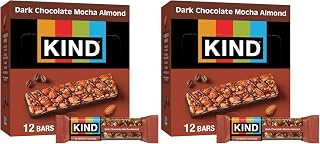KIND Bars, Dark Chocolate Mocha Almond, Healthy Snacks, Gluten Free, Low Sugar, 5g Protein, 12 Count (Pack of 2)
