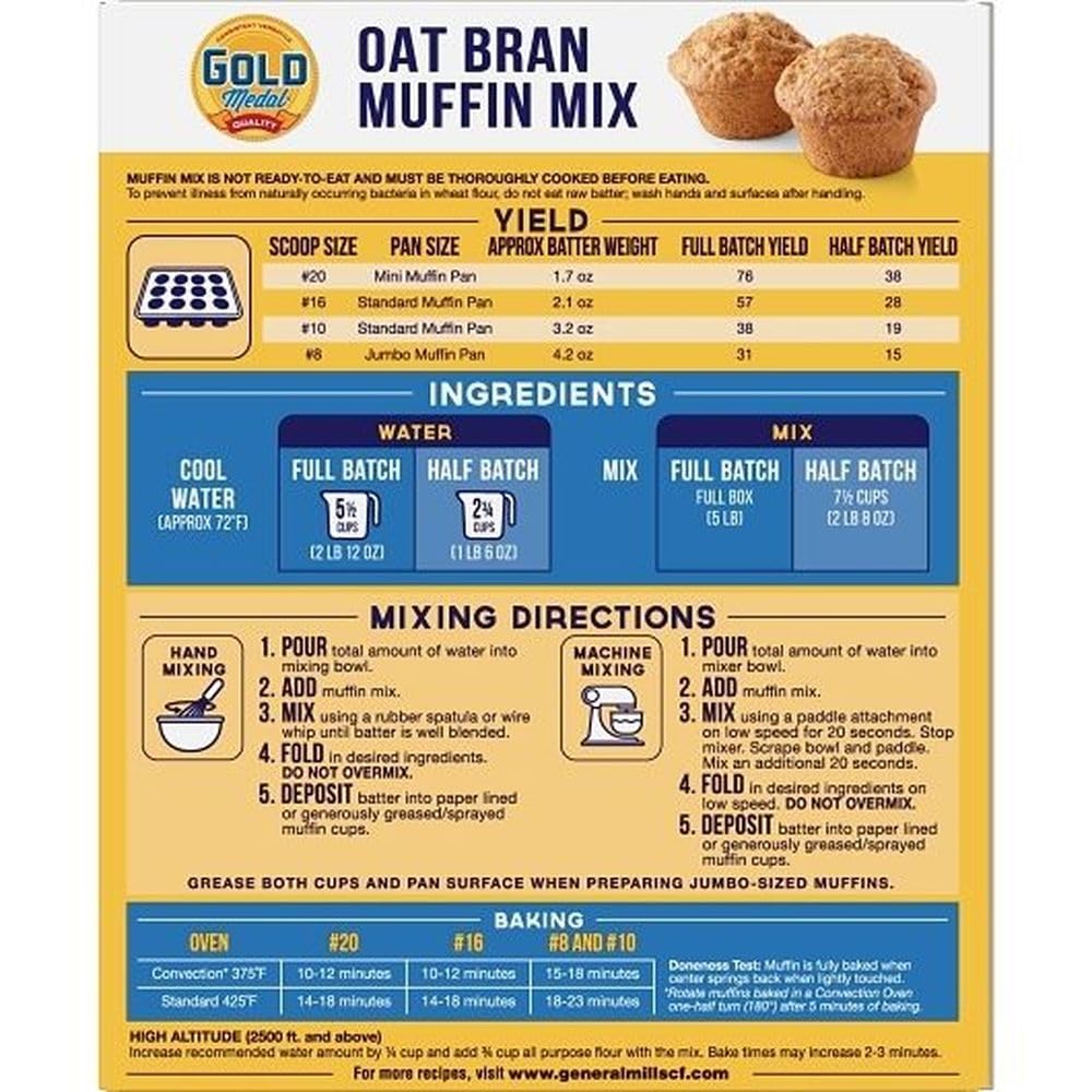 Gold Medal Oat Bran Muffin Mix 6 Case 5 Pound by General Mills – 5 lb, Pack of 6
