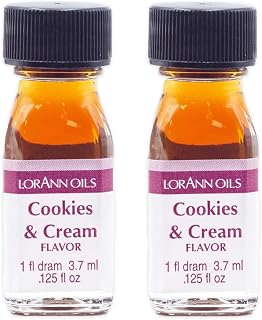 LorAnn Oils Super Strength Flavoring - Used For Candy Making, Flavoring, Baking, Hard Candy, & Flavor Oils - Bold, Natural Flavors 4X Stronger Than Extracts - Cookies & Cream, Pack of 2, 0.125 fl oz