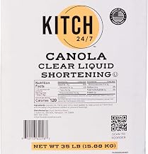 Kitch 24/7 Canola Clear Liquid Shortening 35 lb Bulk | Frying & Baking Use, No Melting Required, Kosher Certified, Made in USA, Foodservice Size